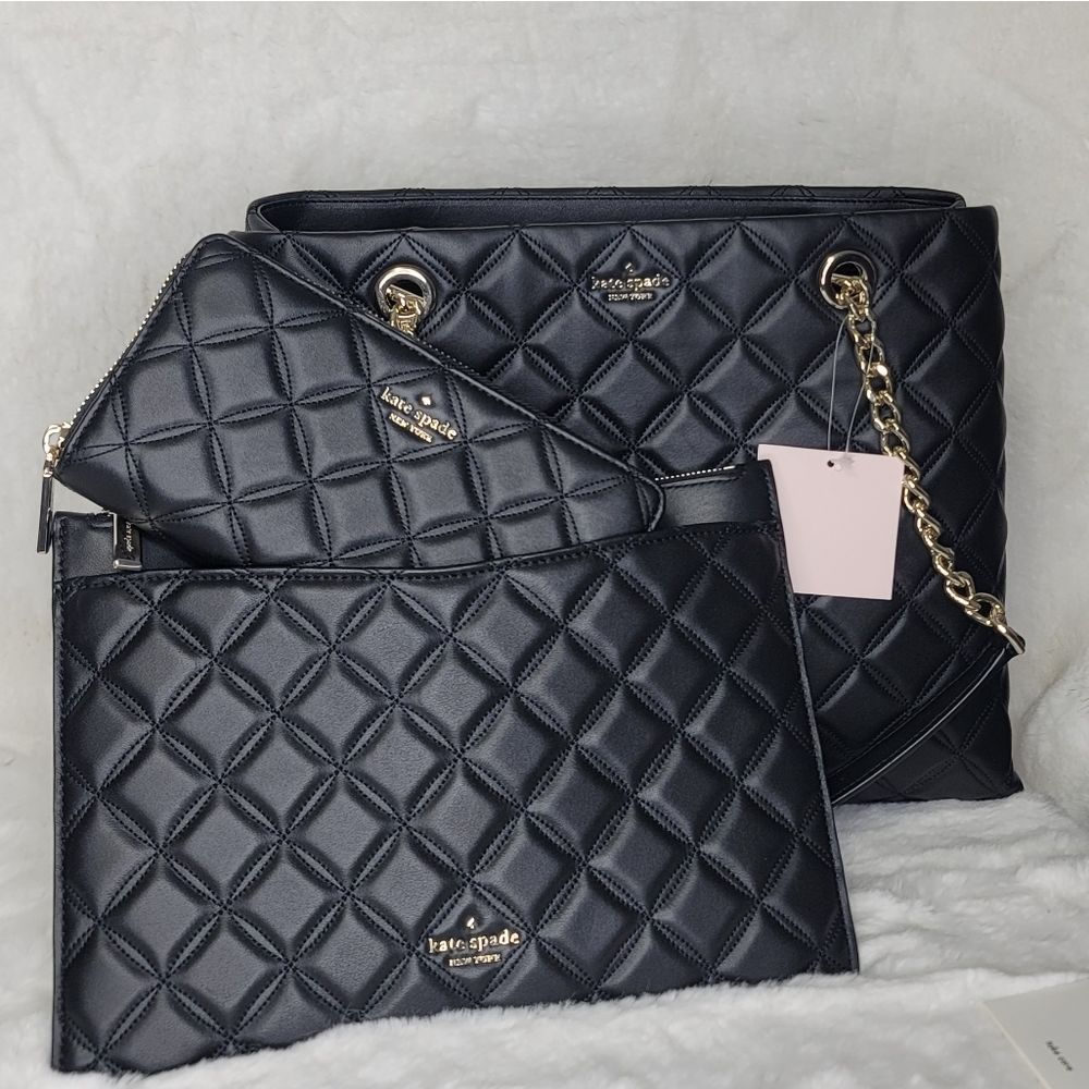 💋 NW kate spade New York 3 Set Leather Designer Purse Bag 3 in 1 Wallet + Pouch - Picture 6 of 15